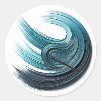 Pegatina Redonda Sombra de ojos oceánica glam azul
