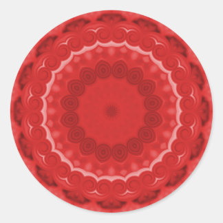 Pegatina Redonda Sombras del Kaleidoscopio Rojo