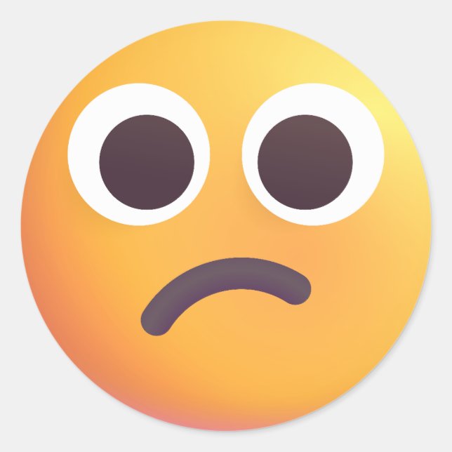Pegatina Redonda Sombreado Emoji de cara confusa suave amarillo ado (Anverso)