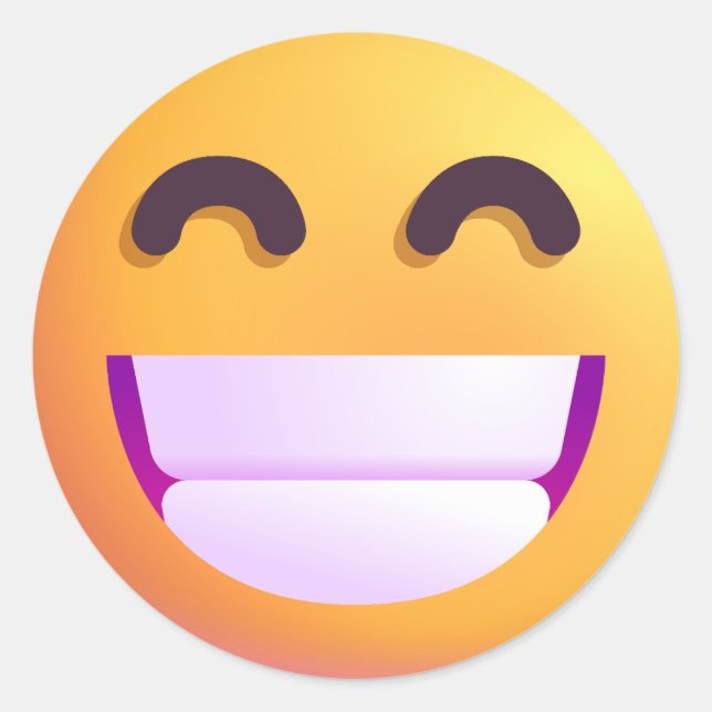 Pegatina Redonda Sombreado rostro sonriente Ojos mullidos Emoji div (Anverso)
