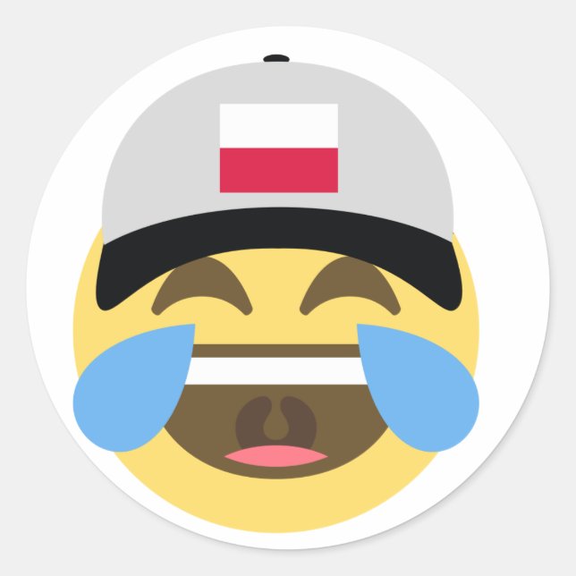 Pegatina Redonda Sombrero de béisbol de Emoji de Polonia (Anverso)
