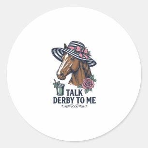 Pegatina Redonda Sombrero de caballo Derby Vintage Diseño Talk Derb