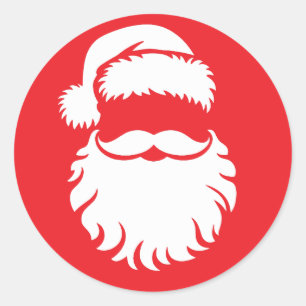 Pegatina Redonda Sombrero de Cara de Santa Claus Navidad 