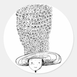 Pegatina Redonda Sombrero de Flor