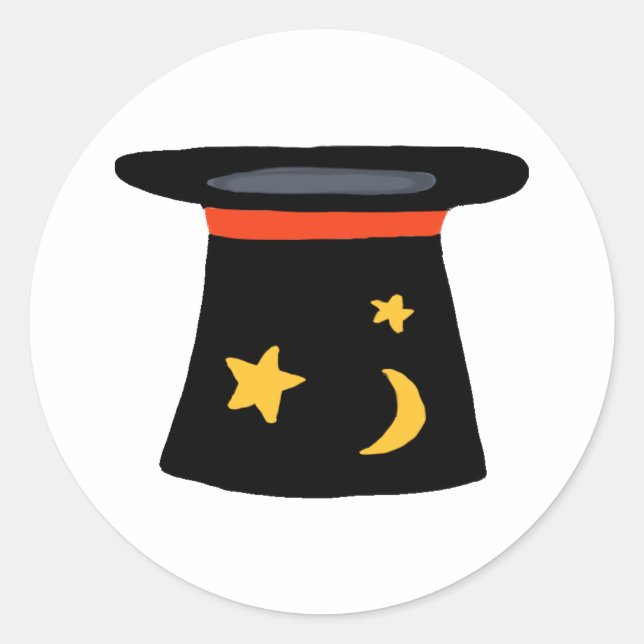 Pegatina Redonda Sombrero de Magos para el tema del Fiesta Magiclan (Anverso)
