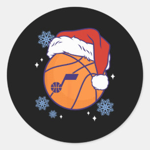 Pegatina Redonda Sombrero de Santa Navidad N Utah Jazz Ll