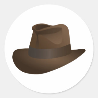 Pegatina Redonda Sombrero Fedora de Arqueólogo de Aventuras - Vinta