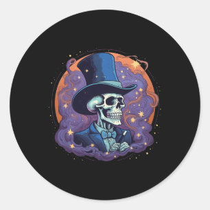 Pegatina Redonda Sombrero magnético estrella humo Calavera Hallowee