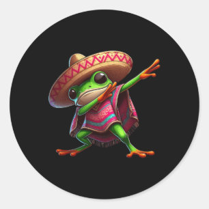 Pegatina Redonda Sombrero Poncho Cinco De Mayo