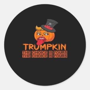 Pegatina Redonda Sombrero superior y lengua de Trumpkin Halloween f