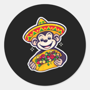 Pegatina Redonda sombrero taco de pie grande mexicano el squatcho d