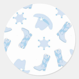 Pegatina Redonda Sombreros de vaquero azules Botas de vaquero Niños