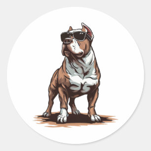 PEGATINA REDONDA SOMBRILLAS DE PITBULL