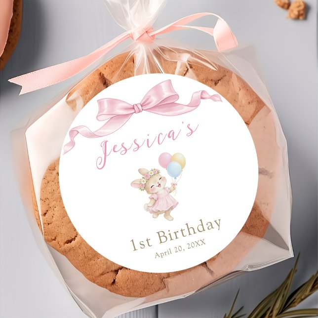 Pegatina Redonda Some Bunny Girl Pink is Turning One Birthday (Subido por el creador)