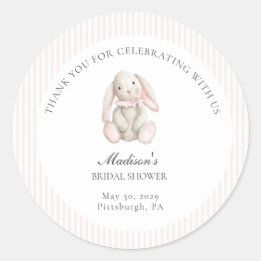 Pegatina Redonda Some Bunny Sweet Pink Baby Shower 