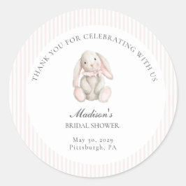 Pegatina Redonda Some Bunny Sweet Pink Baby Shower 