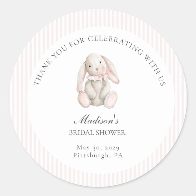 Pegatina Redonda Some Bunny Sweet Pink Baby Shower  (Anverso)