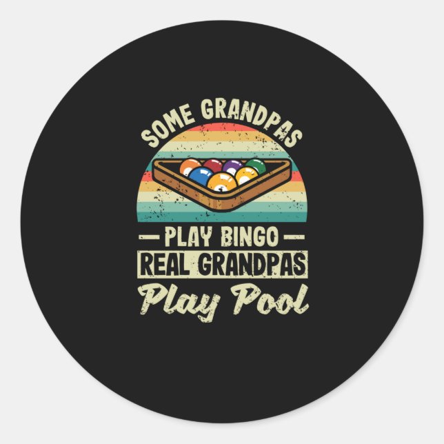 Pegatina Redonda Some grandfathers play bingo pool billiards (Anverso)