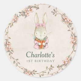 Pegatina Redonda Somebunny is Turning One Birthday Favor Stickers