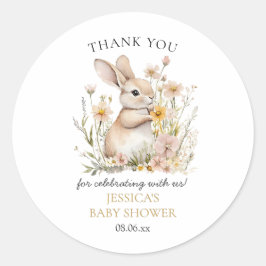 Pegatina Redonda Somebunny Special Wildflowers Spring Baby Shower