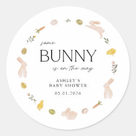 Pegatina Redonda Somebunny Spring Easter Baby Shower