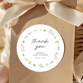 Pegatina Redonda Somebunny Spring Easter Baby Shower Thank You