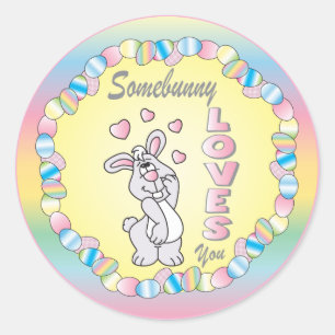 Pegatina Redonda Somebunny 🐰 te ama - Pascua