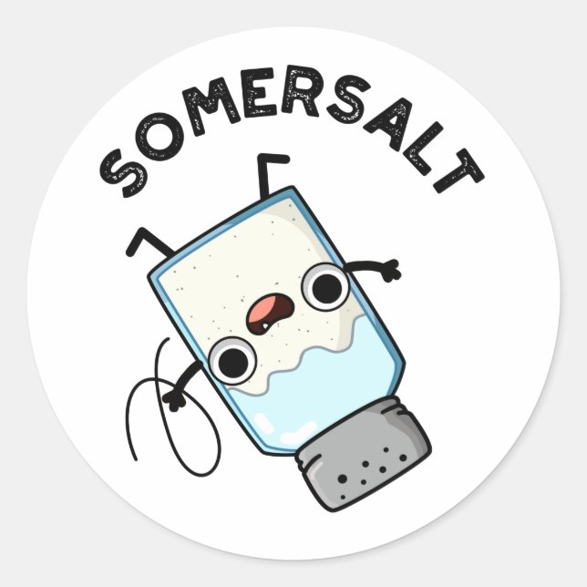 Pegatina Redonda Somersalt Funny Somersault Salt Pun (Anverso)