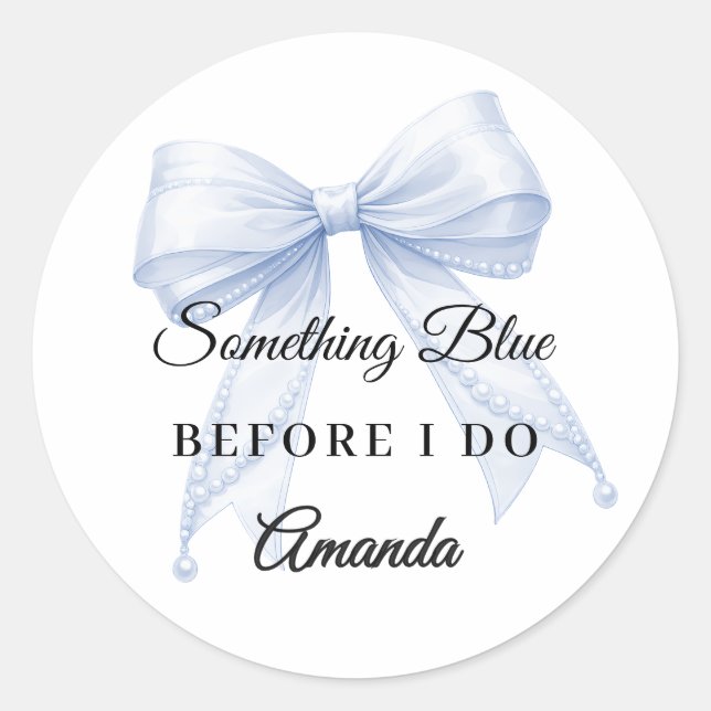 Pegatina Redonda Something blue bow Bridal Showe (Anverso)