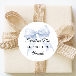 Pegatina Redonda Something blue bow Bridal Showe