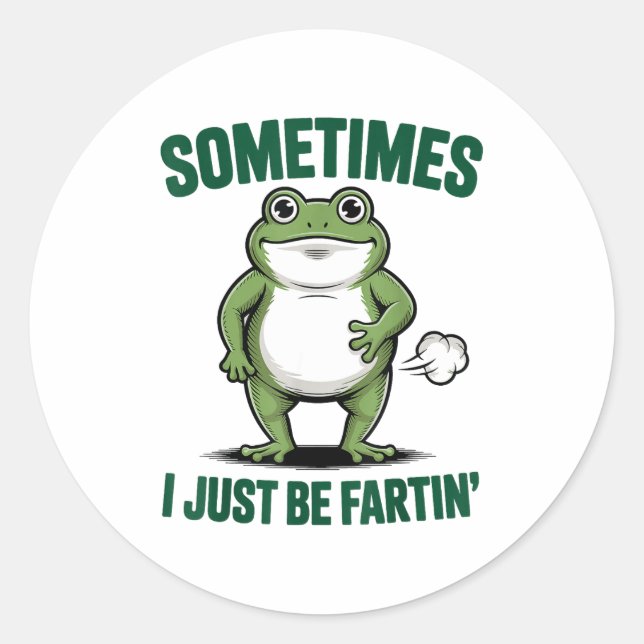 Pegatina Redonda Sometimes I Just Be Farting Frog Christmas Funny F (Anverso)
