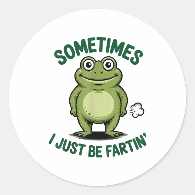 Pegatina Redonda Sometimes I Just Be Farting Frog Christmas Funny F (Anverso)