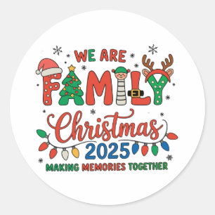 Pegatina Redonda Somos Familia Navidad 2025 Equipo Squad Festivo