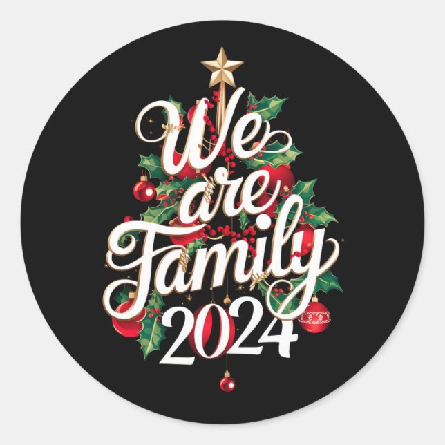 Pegatina Redonda Somos Navidades Familiares 2024 Pajama Coincidiend (Anverso)