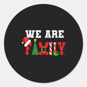 Pegatina Redonda Somos pijamas de Navidad familiares divertidos Xma