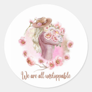Pegatina Redonda Somos Todos Imparables - Camiseta Floral de Empode