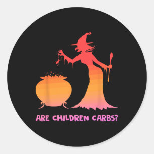 Pegatina Redonda ¿Son los niños carbohidratos Witch Cauldron Hallow
