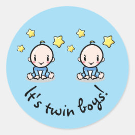 Pegatina Redonda Son niños gemelos, adorables niños gemelos