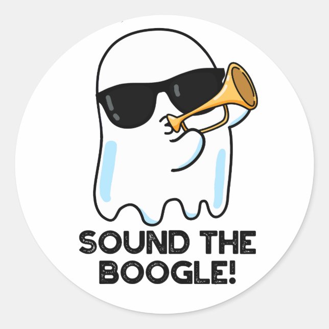 Pegatina Redonda Sonar El Funny Ghost Bugle Pun (Anverso)