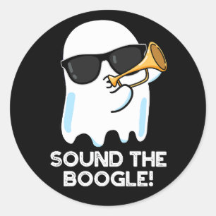 Pegatina Redonda Sonar El Funny Ghost Bugle Pun Dark BG