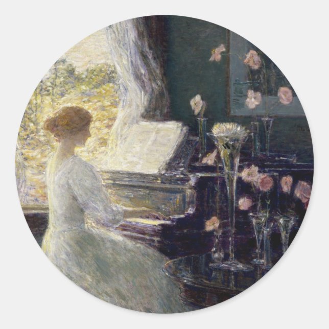 Pegatina Redonda Sonata de Frederick Childe Hassam (Anverso)