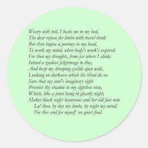 Pegatina Redonda Sonnet # 27 de William Shakespeare