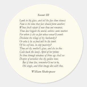 Pegatina Redonda Sonnet # 3 de William Shakespeare