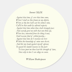 Pegatina Redonda Sonnet # 49 de William Shakespeare