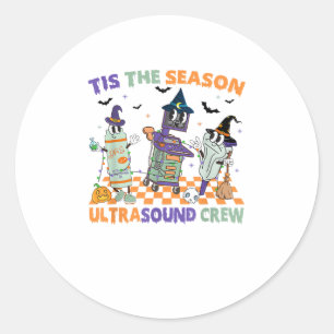Pegatina Redonda Sonografía de Halloween Retro Es La Temporada Ultr