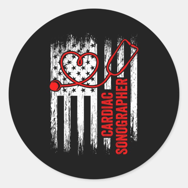Pegatina Redonda Sonógrafo Cardiaco Echo Tech Rdcs (Anverso)