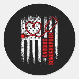 Pegatina Redonda Sonógrafo Cardiaco Echo Tech Rdcs
