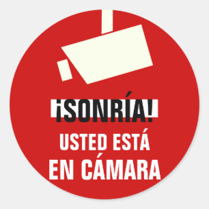Pegatina Redonda SONRÍA USÓ Pegatinas DE ESTÁ EN CÁMARA