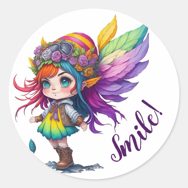 Pegatina Redonda ¡Sonríe! (Anverso)