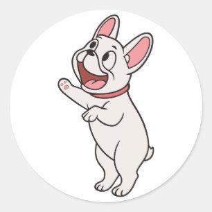 Pegatina Redonda Sonríe divertido Bulldog francés de pie